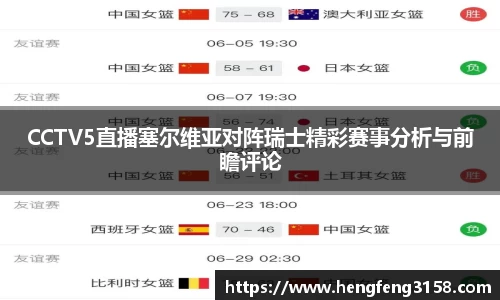 CCTV5直播塞尔维亚对阵瑞士精彩赛事分析与前瞻评论